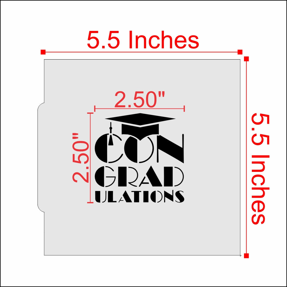 Congrad-ulations Graduation Cookie Stencil Dimensions
