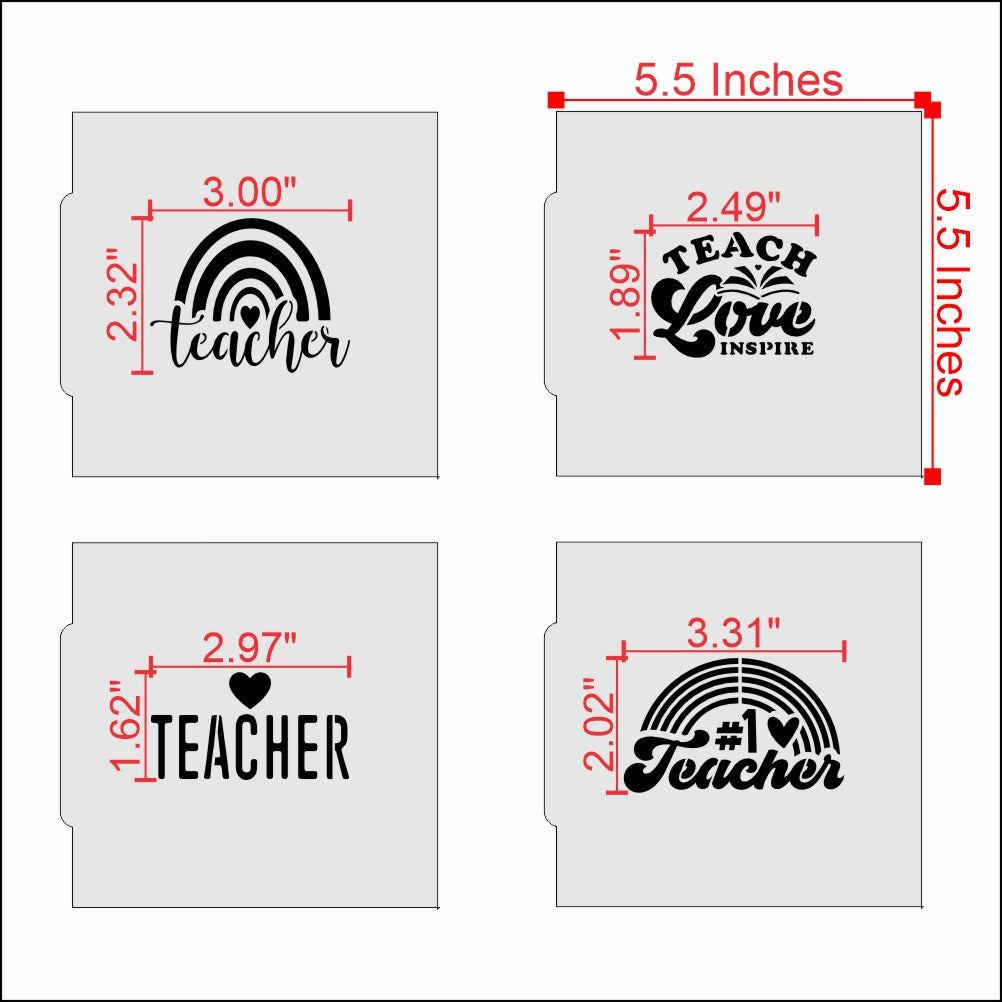 Teach Love Inspire Cookie Stencil Set