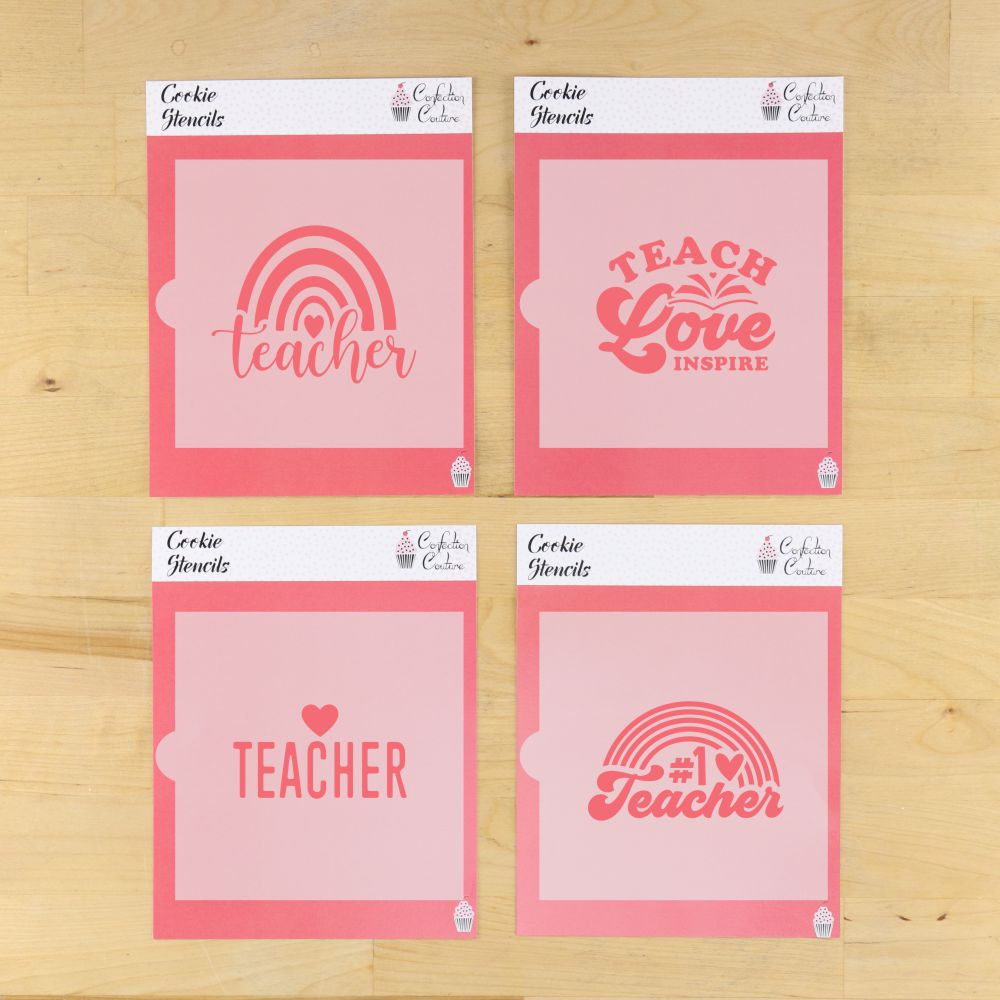 Teach Love Inspire Cookie Stencil Set for Teacher Appreciation Cookies