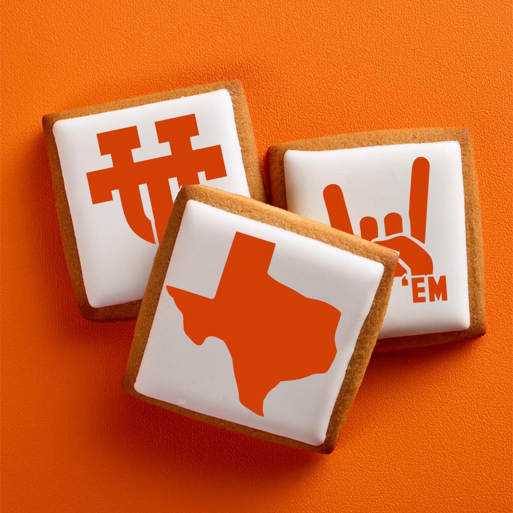 Texas Longhorn Stencils for Decorating Cookies – Confection Couture Stencils texas-longhorn-white-logo-with-burnt-orange-outline-6-vinyl-decal-vd6-1-sue-patrick