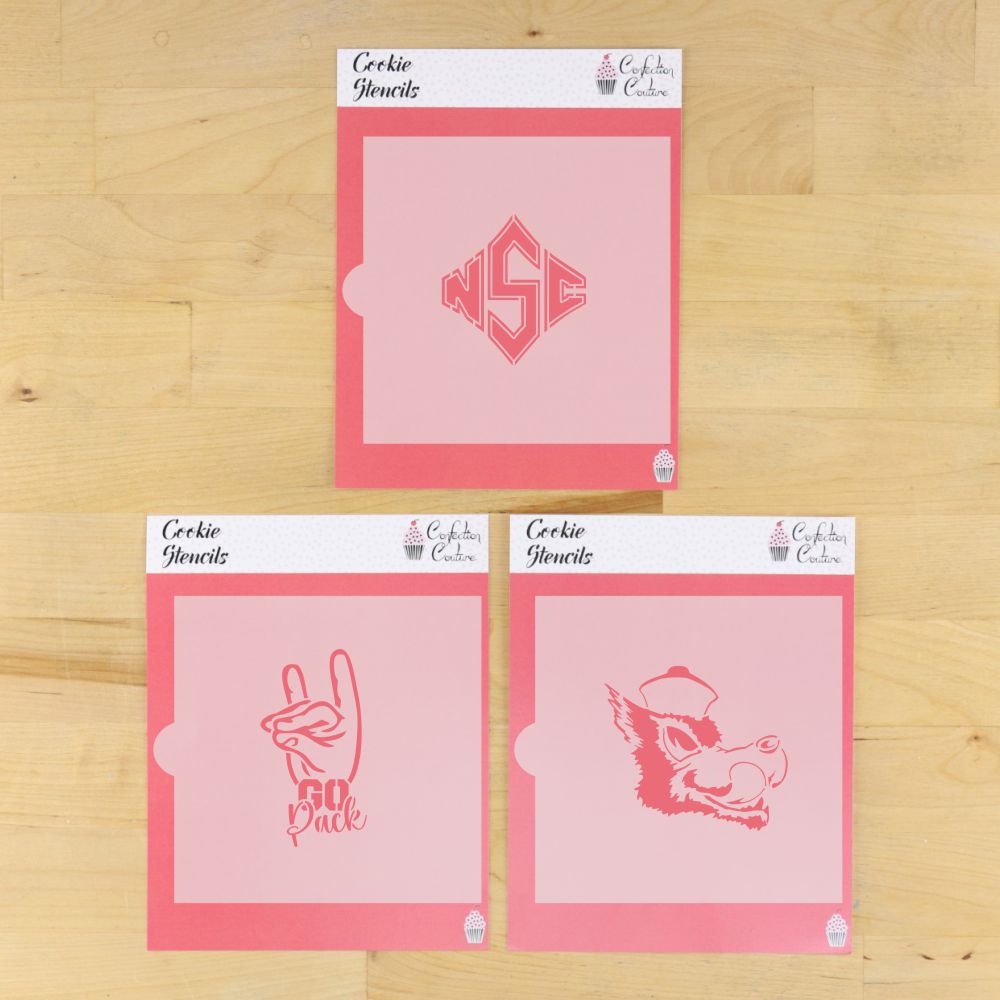 Go Pack Go Wolfpack Cookie Stencil Set Dimensions