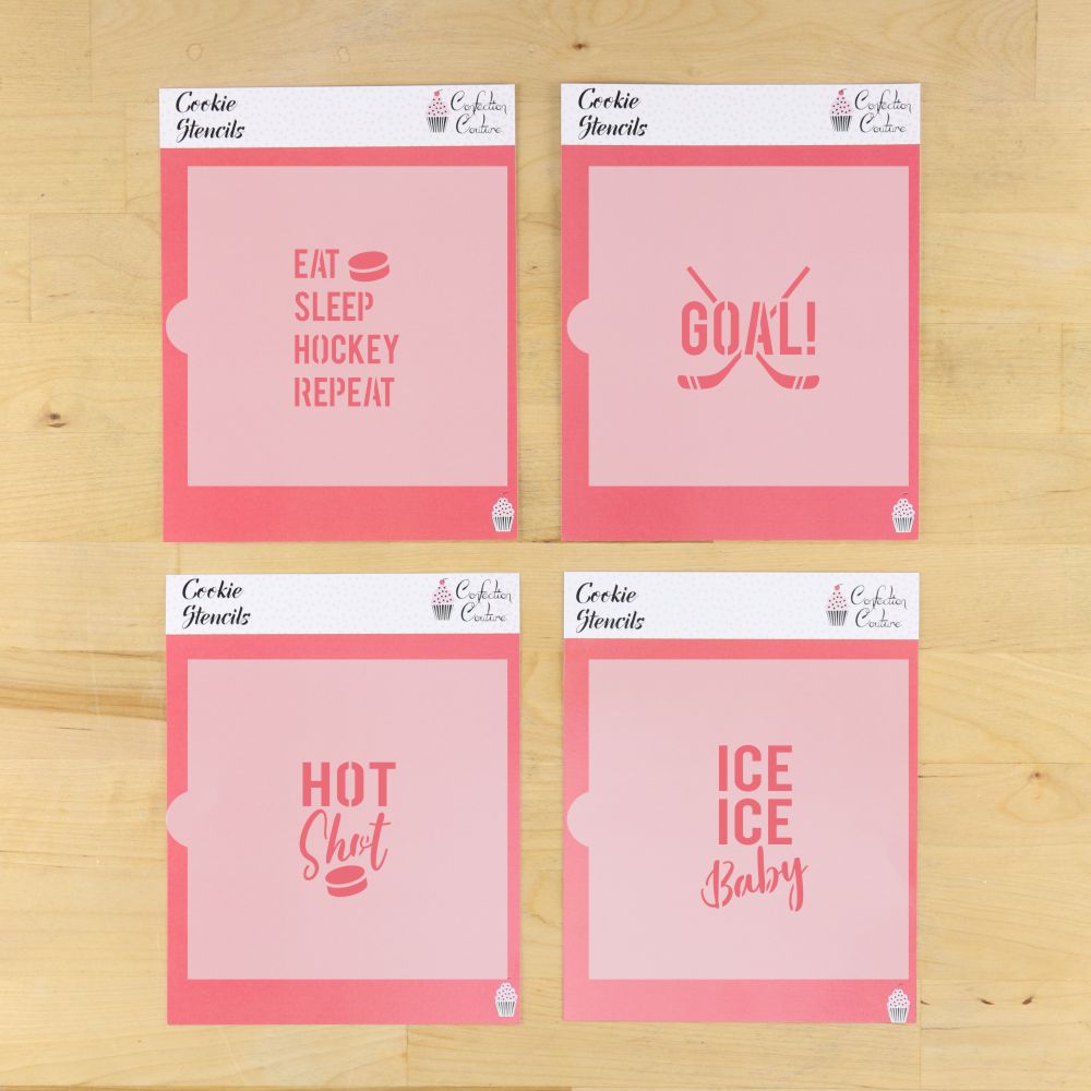 Ice Hockey Messages Cookie Stencil 4 Overlays