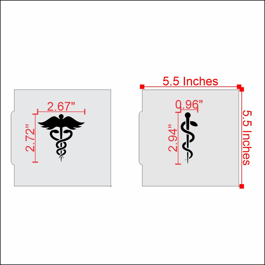 Measurements for the Medical Caduceus Symbols Cookie Stencil