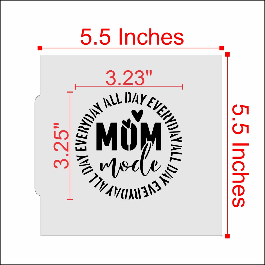 Mom Mode Cookie Stencil Measurements
