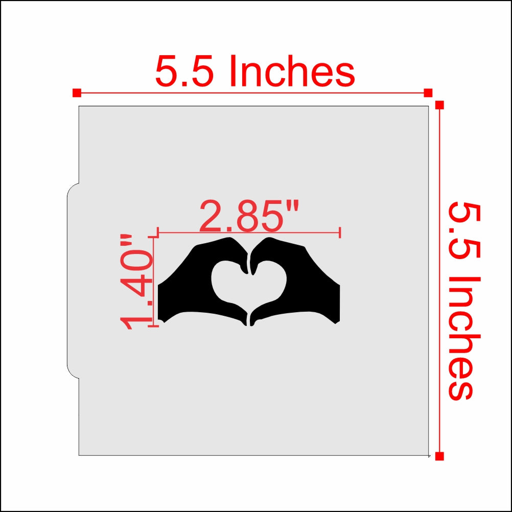 Measurements for the Heart Hands Cookie Stencil