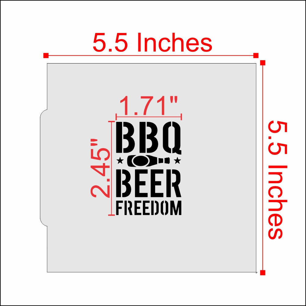 Measurements for the BBQ Beer and Freedom Cookie Stencil