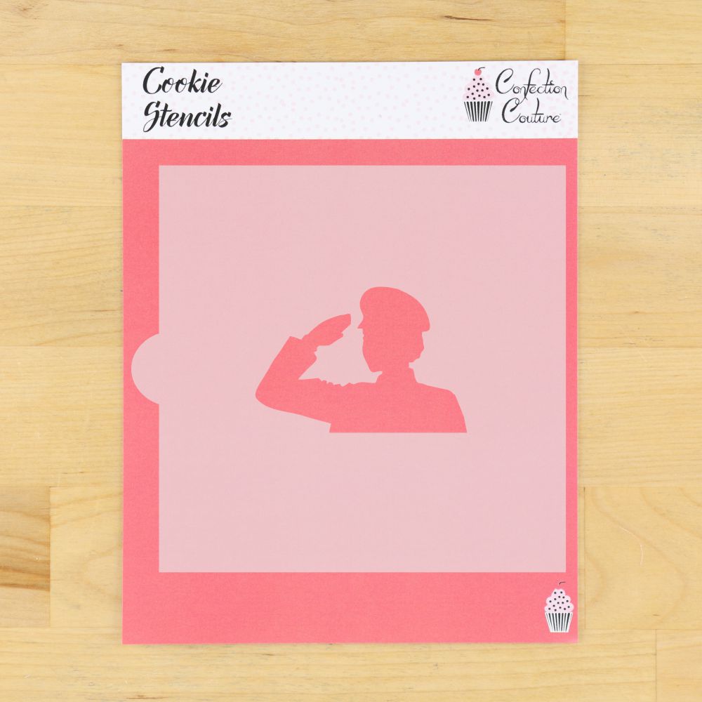 Saluting Soldier Cookie Stencil Design 2