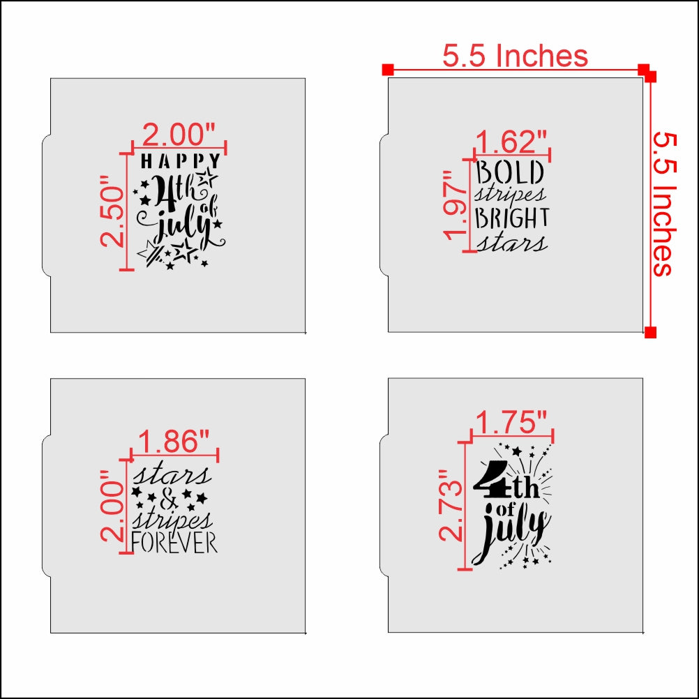 Measurements for the Stars and Stripes Forever Cookie Stencil