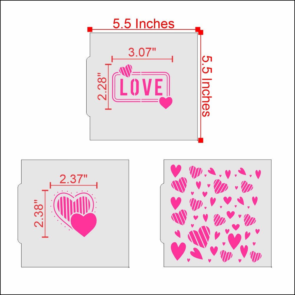 Valentine Hearts Cookie Stencil Bundle