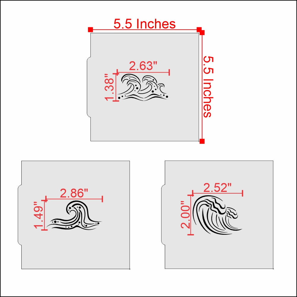 Measurements for the Ocean Waves Cookie Stencil