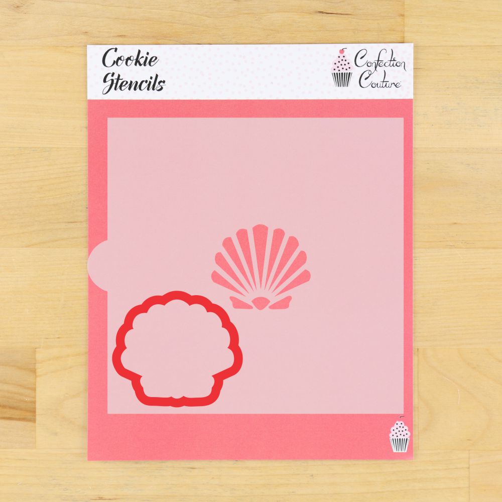 Shell Shaped Cookie Stencil With Shell Shaped Cookie Cutter