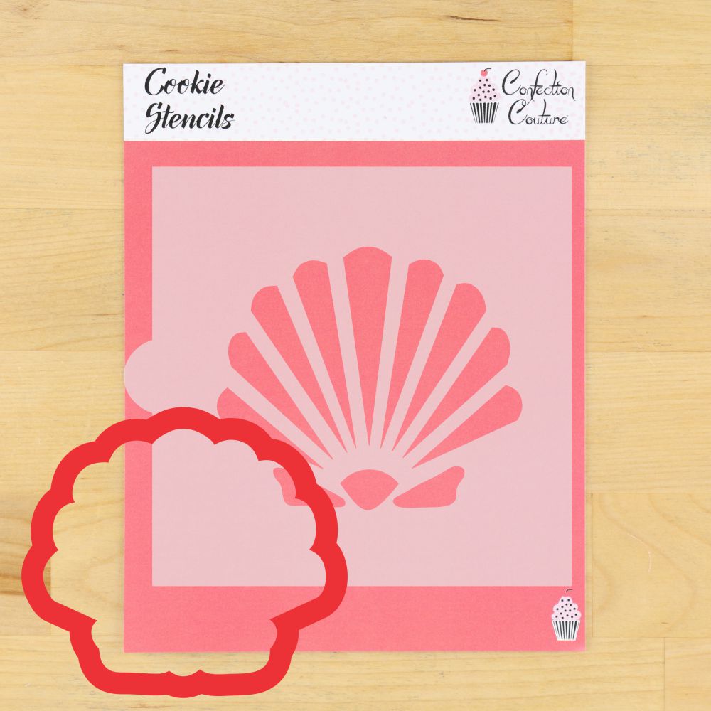 Shell Shaped Cookie Stencil With Shell Shaped Cookie Cutter