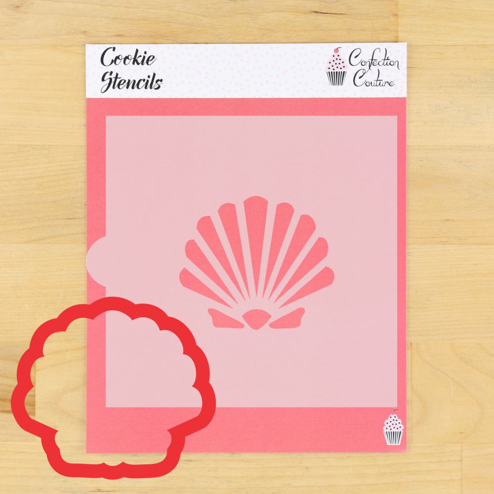 Shell Shaped Cookie Stencil With Shell Shaped Cookie Cutter