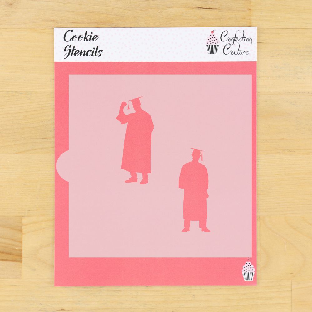 Male Graduate Silhouette Cookie Stencil Sheet 3
