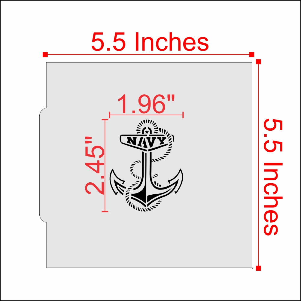 Navy Anchor Cookie Stencil Dimensions