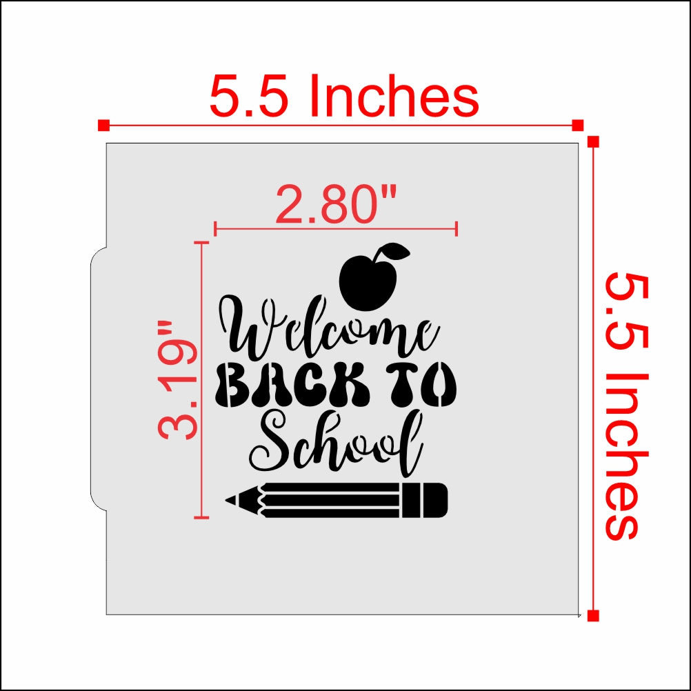 Measurements for the Welcome Back to School Cookie Stencil