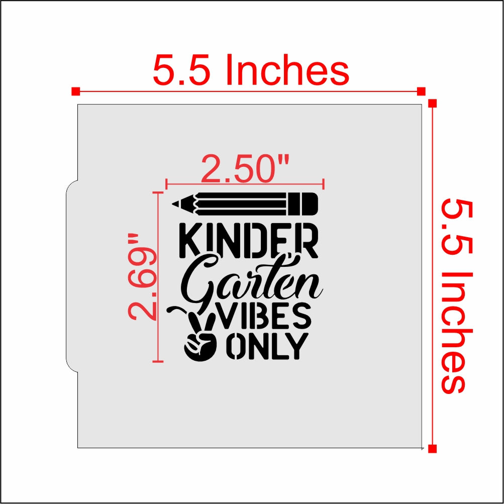 Measurements for the Kindergarten Vibes Back to School Cookie Stencil