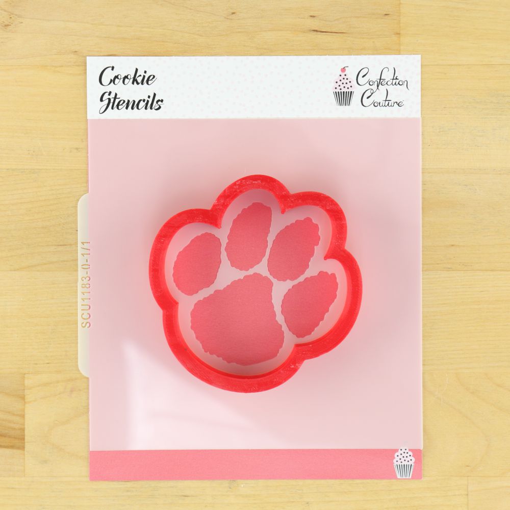 Tiger Paw Mascot Cookie Stencil for sporting events decoration, perfect for tiger fans and teams.