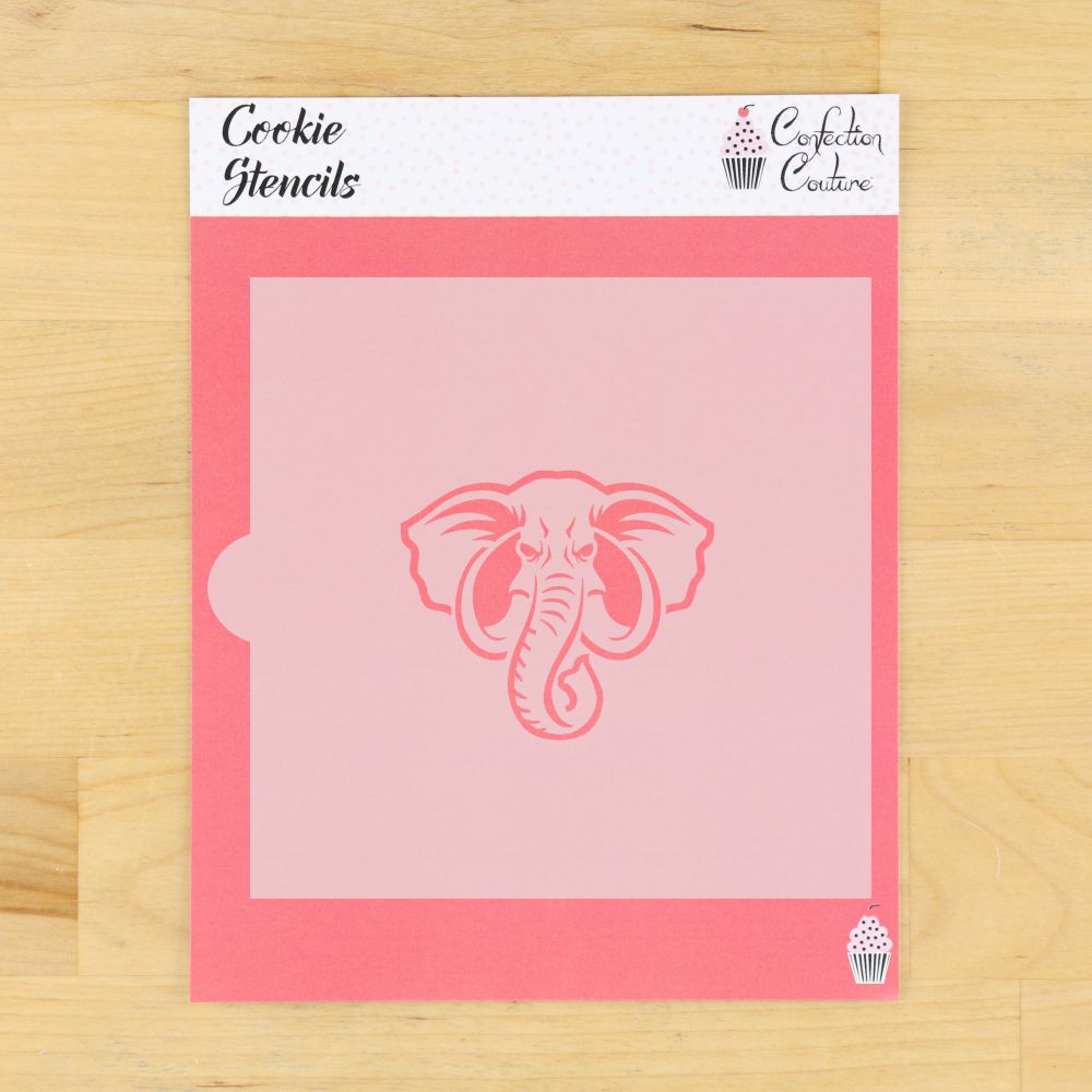 Elephant mascot cookie stencil design for decorating cookies at sporting events or themed parties.