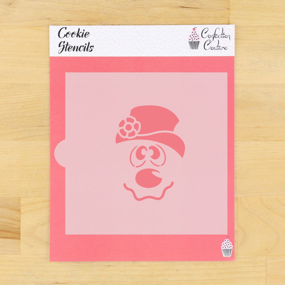 Frosty Snowman cookie stencil for festive decorating, perfect for Christmas parties and cookie swaps.