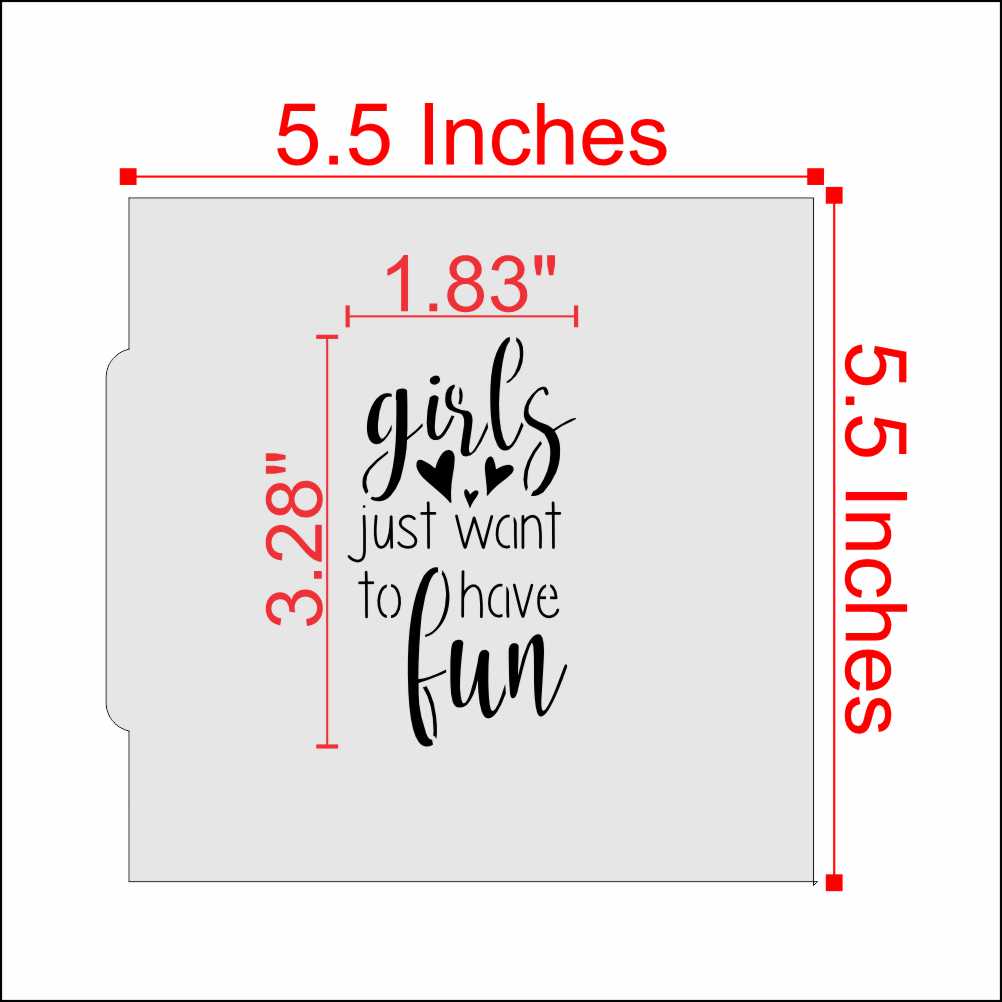 Girls Just Want to Have Fun cookie stencil for decorating cookies at bachelorette parties and birthdays.