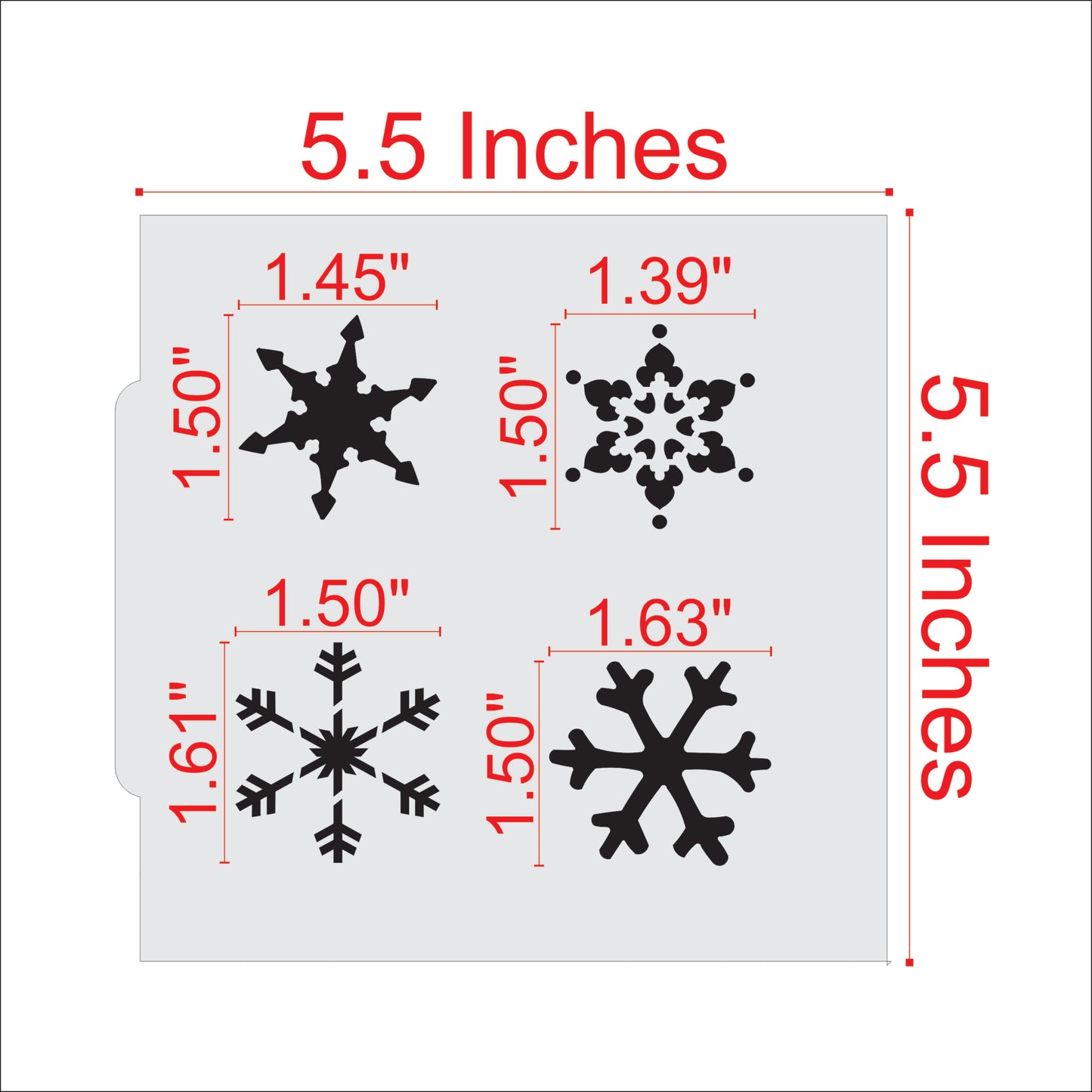 Measurements for the Snowflakes Cookie Stencil