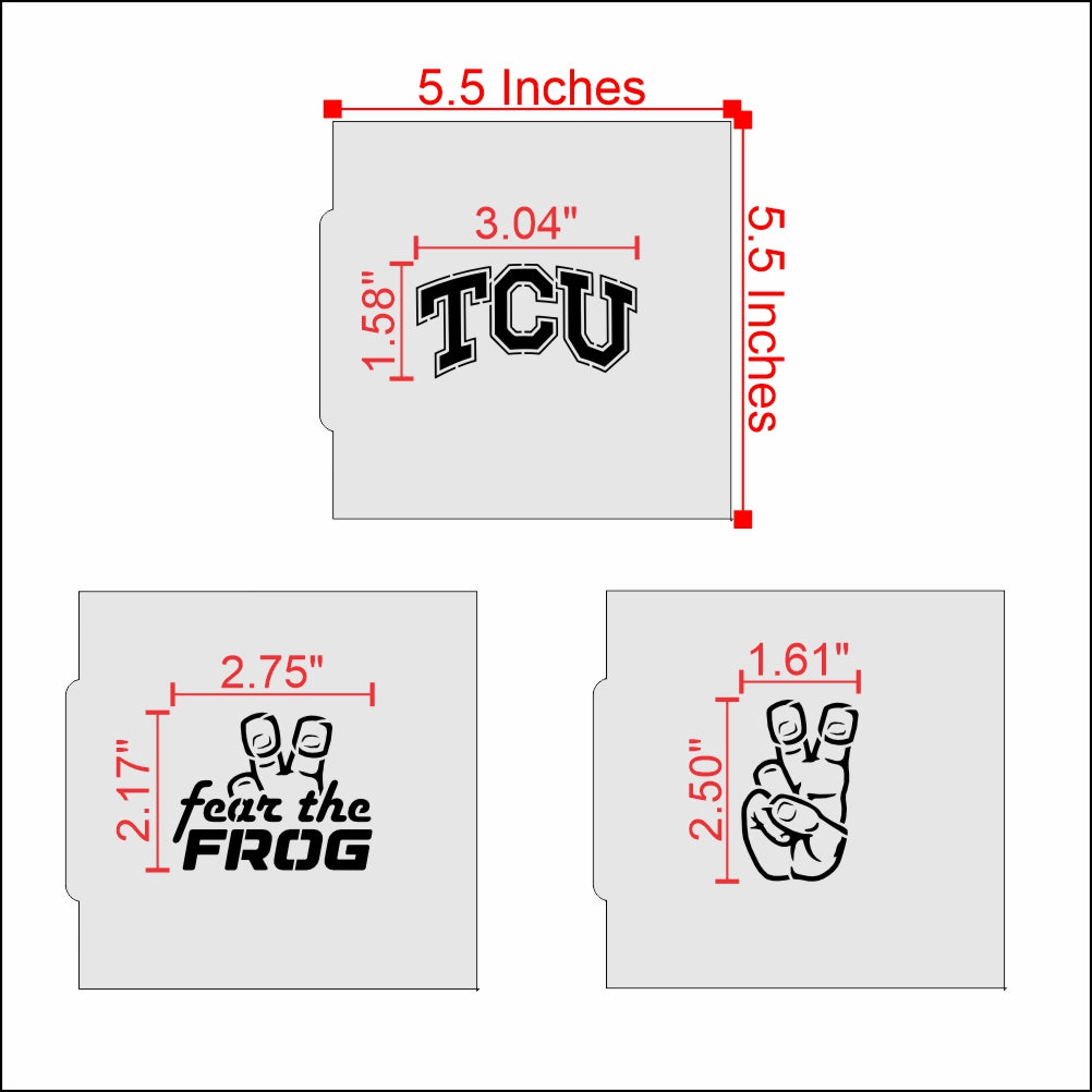Fear the Frog Cookie Stencil Set featuring TCU design for decorating cookies at game day events.