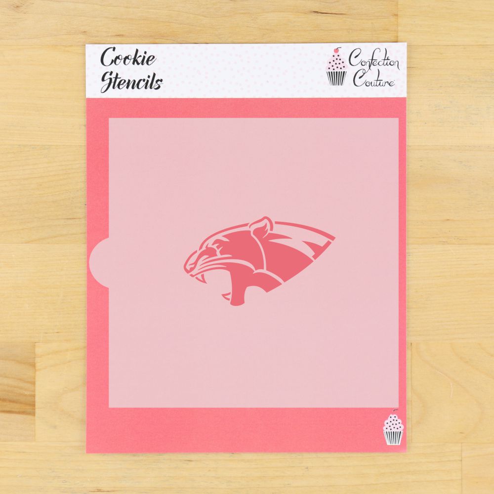 Panther mascot cookie stencil for decorating cookies, perfect for sports events and parties.