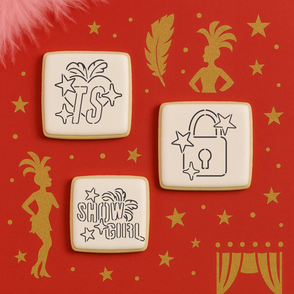 Paint Your Own Cookies using the Showgirl PYO Cookie Stencil Set