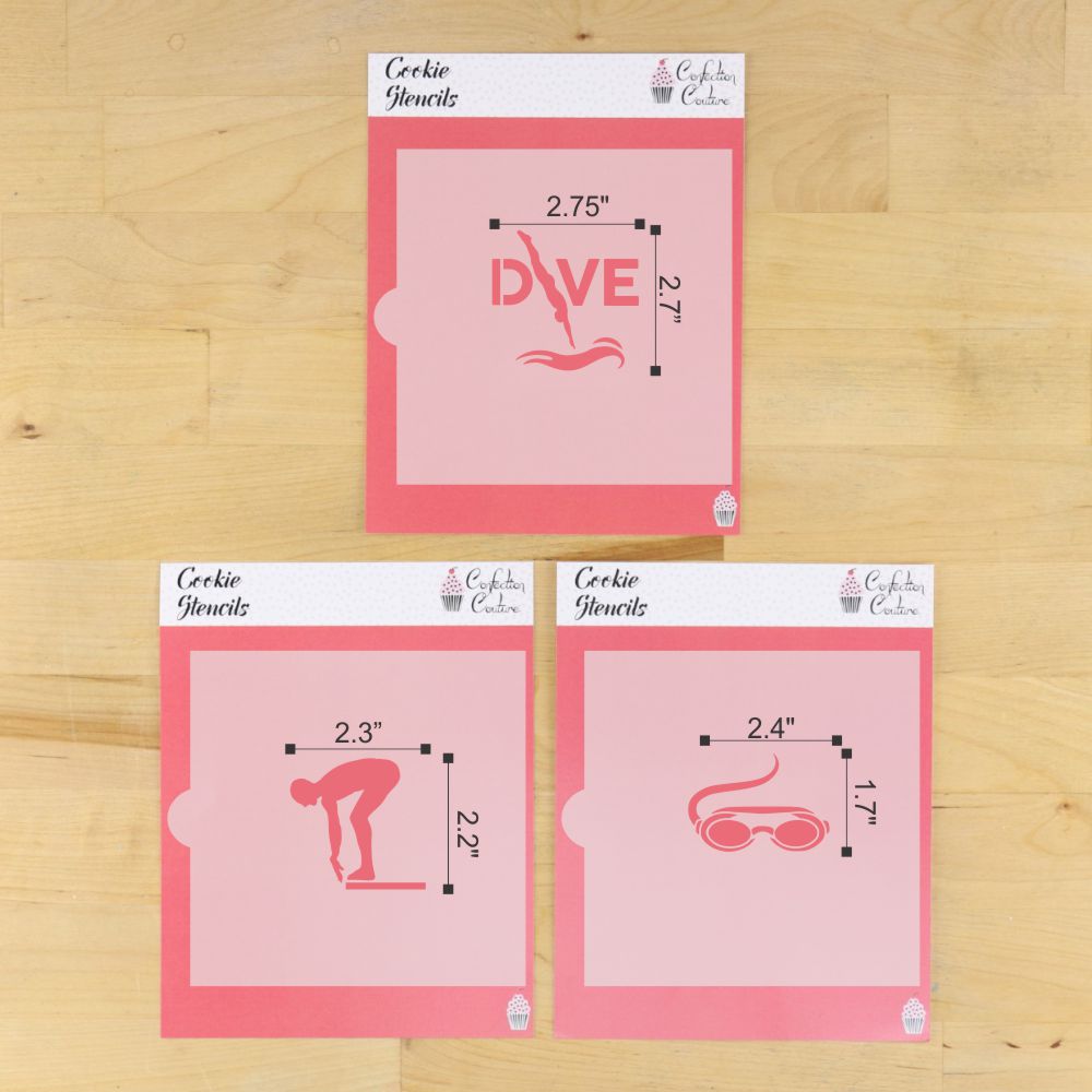 Male Diver Cookie Stencil Set