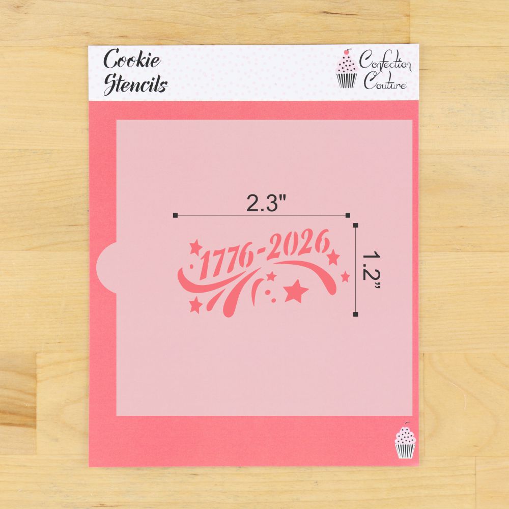 Dimensions of the America Turns 250 Cookie Stencil