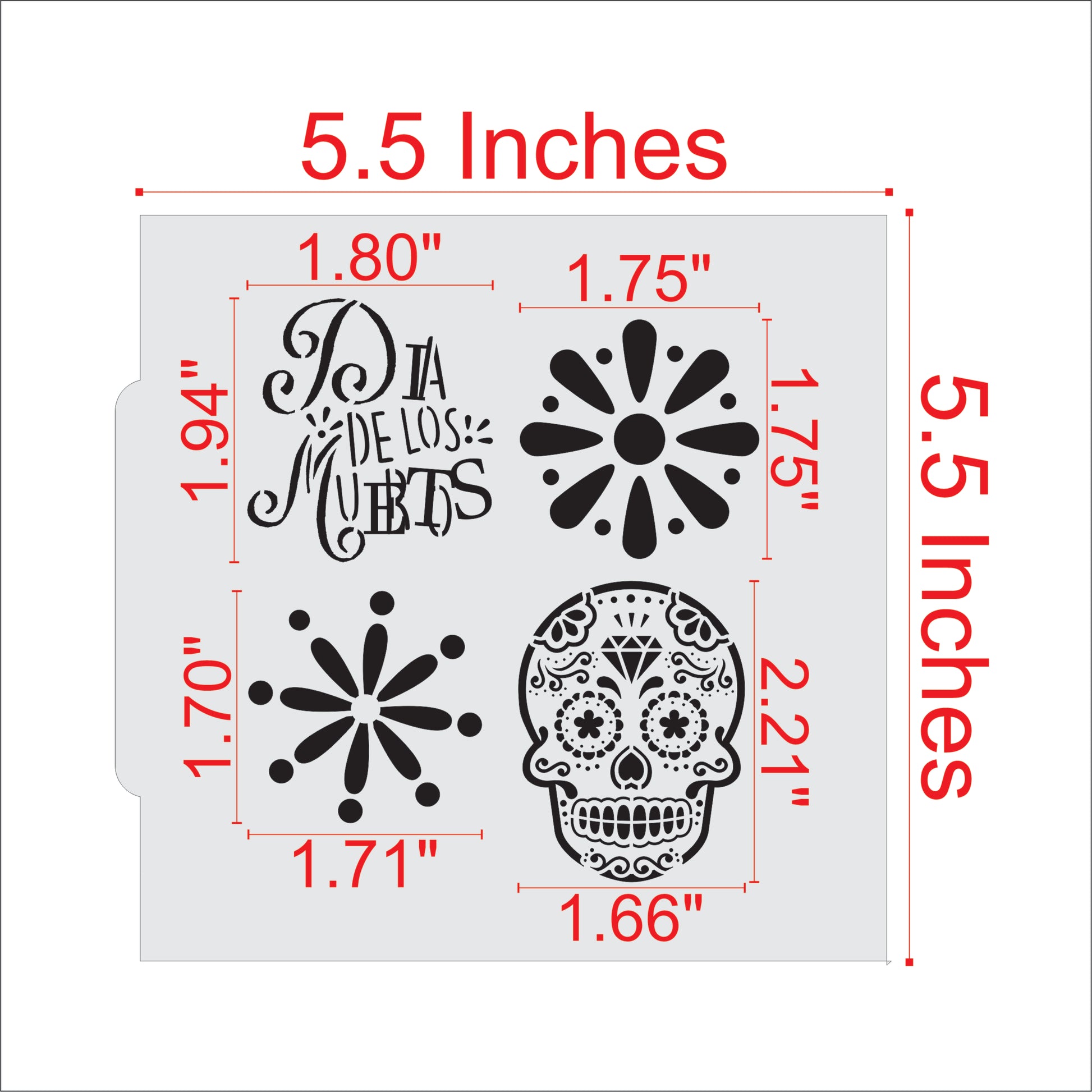Measurements for the Sugar Skull Cookie Stencil