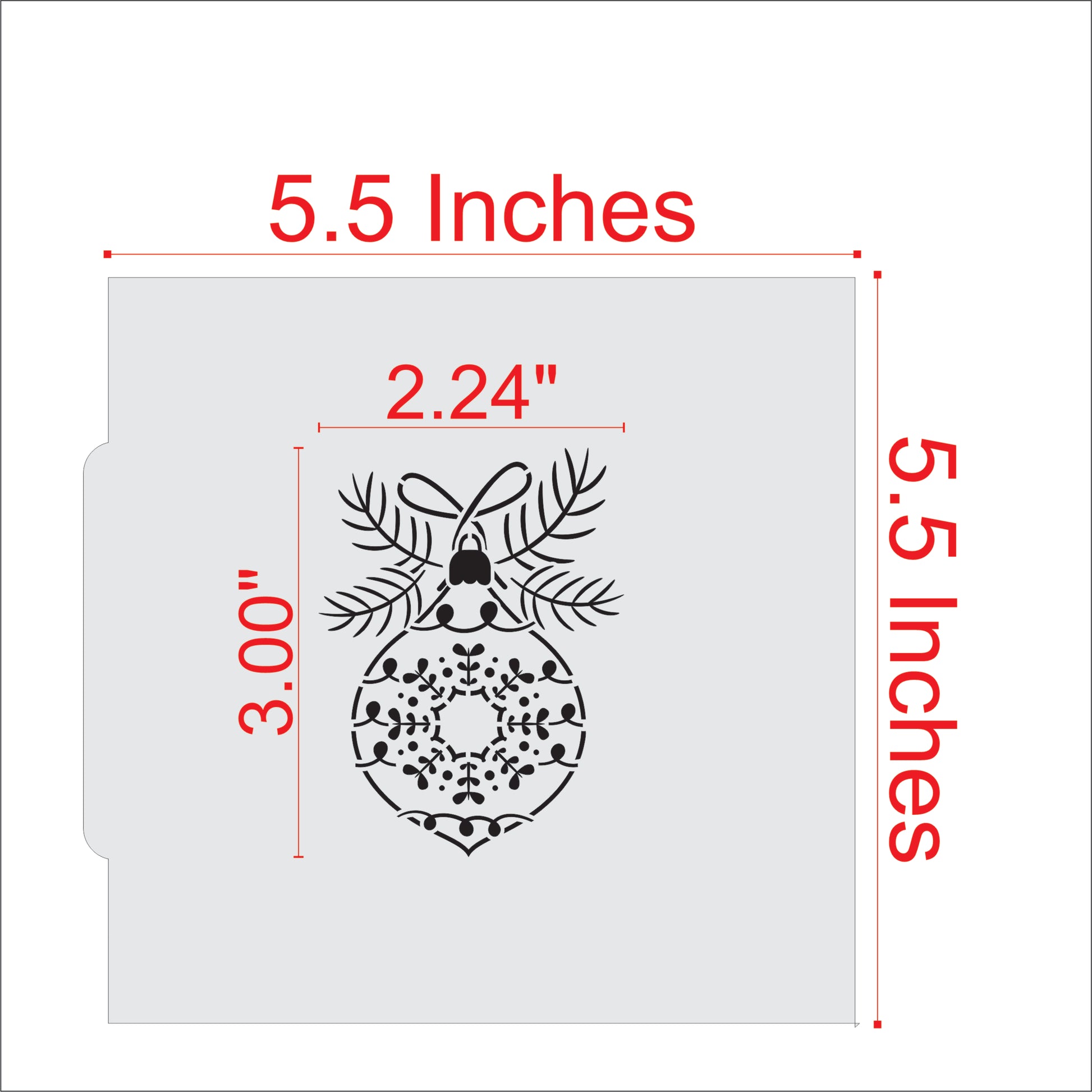 Measurements for the Vintage Glass Ornament Cookie Stencil