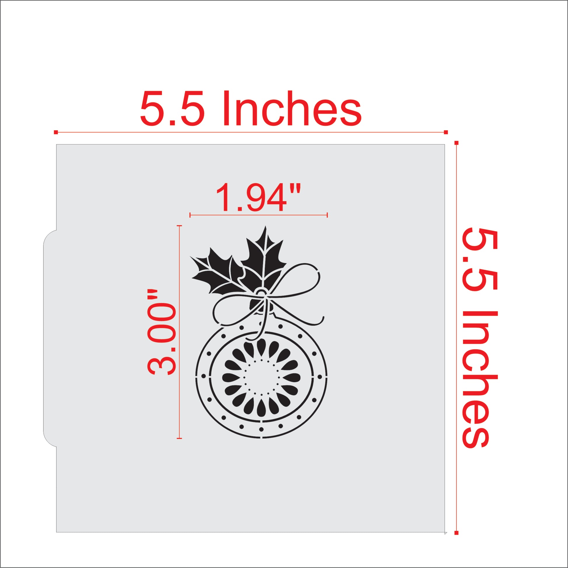 Measurements for the Vintage Glass Ornament Cookie Stencil