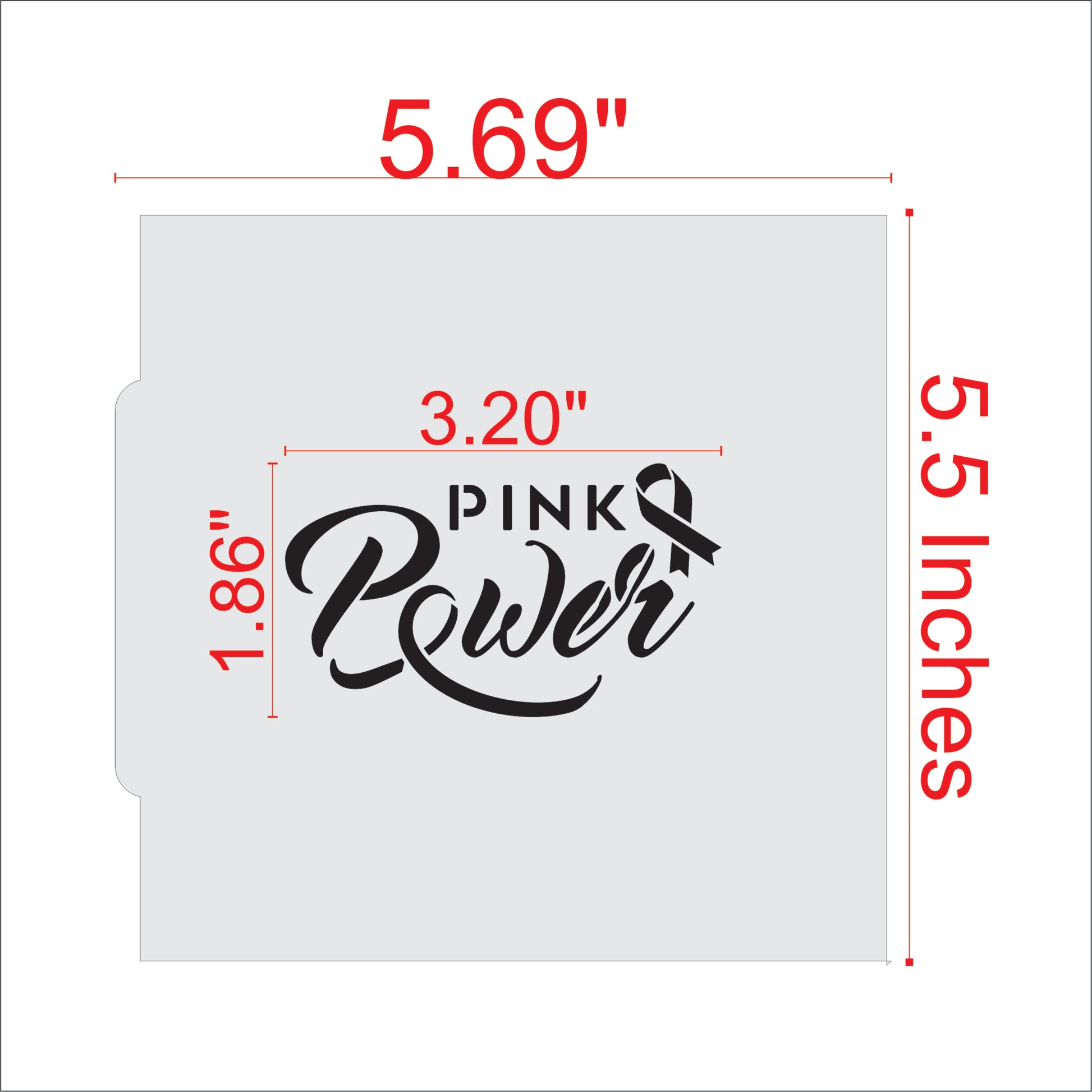 Measurements for the Pink Power Message Cookie Stencil