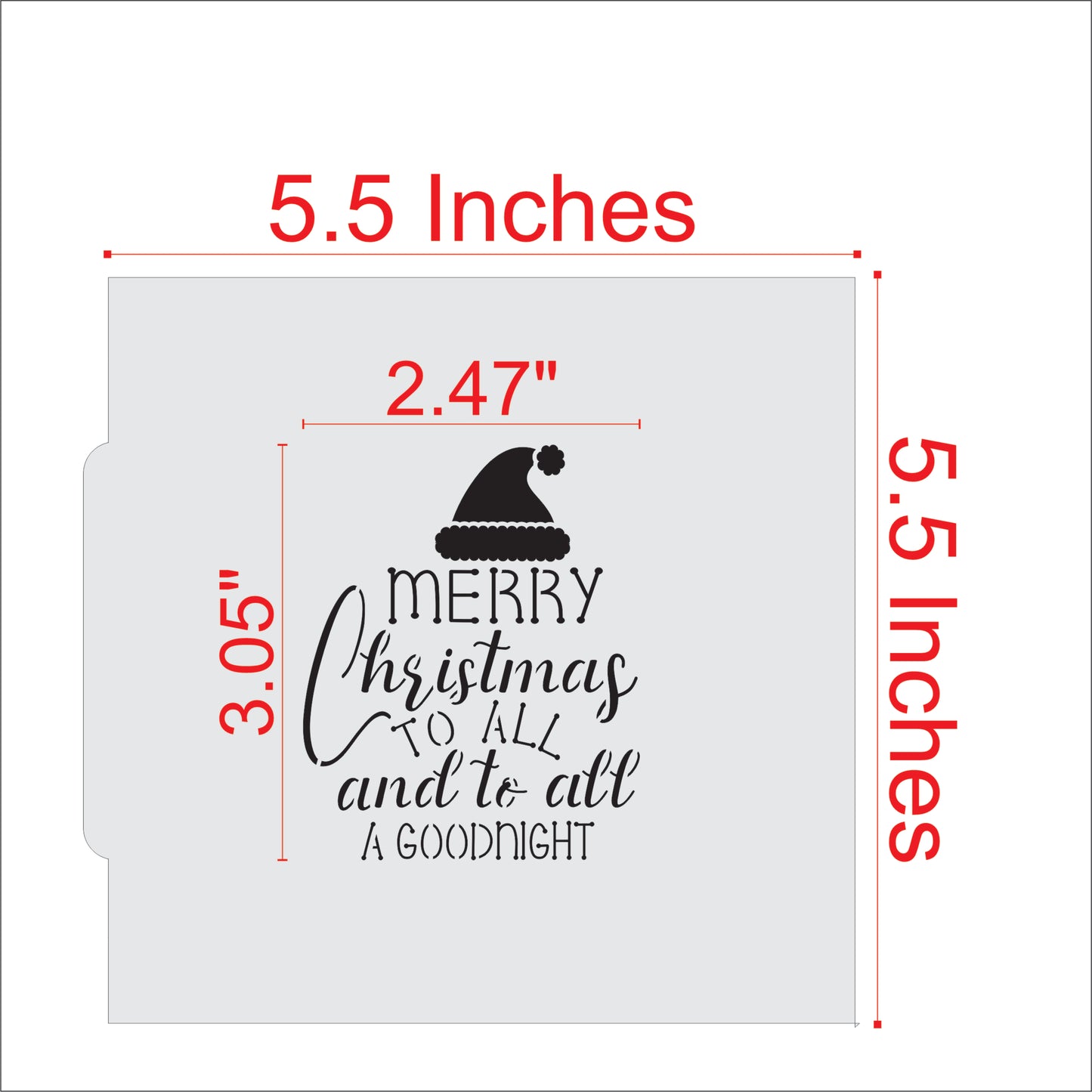 Measurements for the Merry Christmas to All Cookie Stencil
