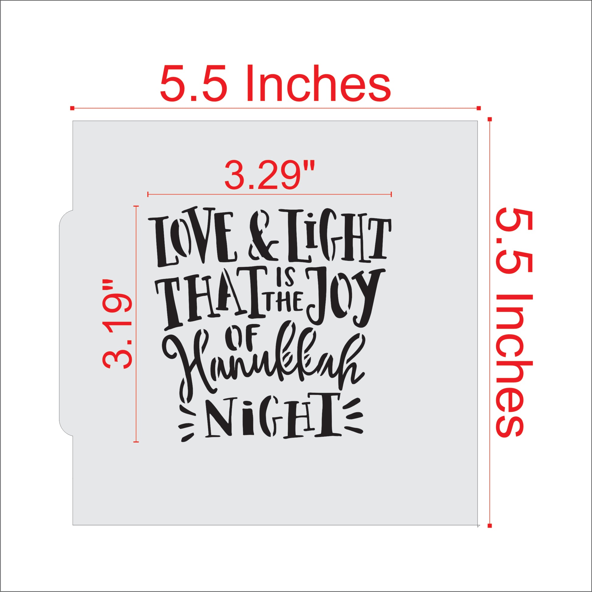 Measurements for the Love and the Light Cookie Stencil
