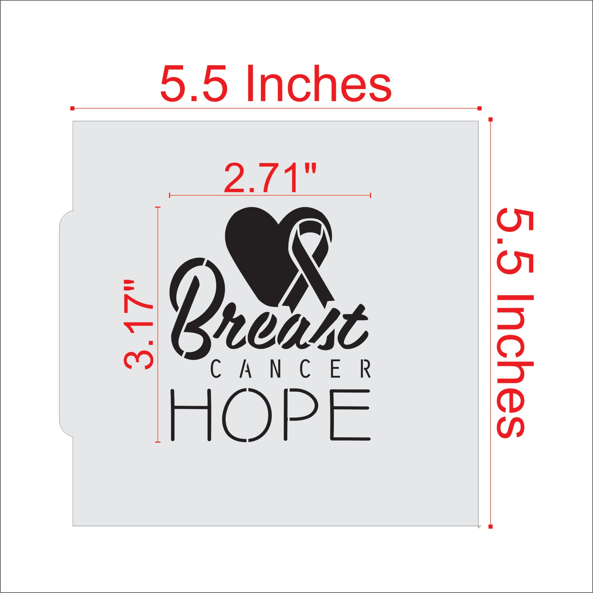 Breast Cancer Hope Cookie Stencil Dimensions