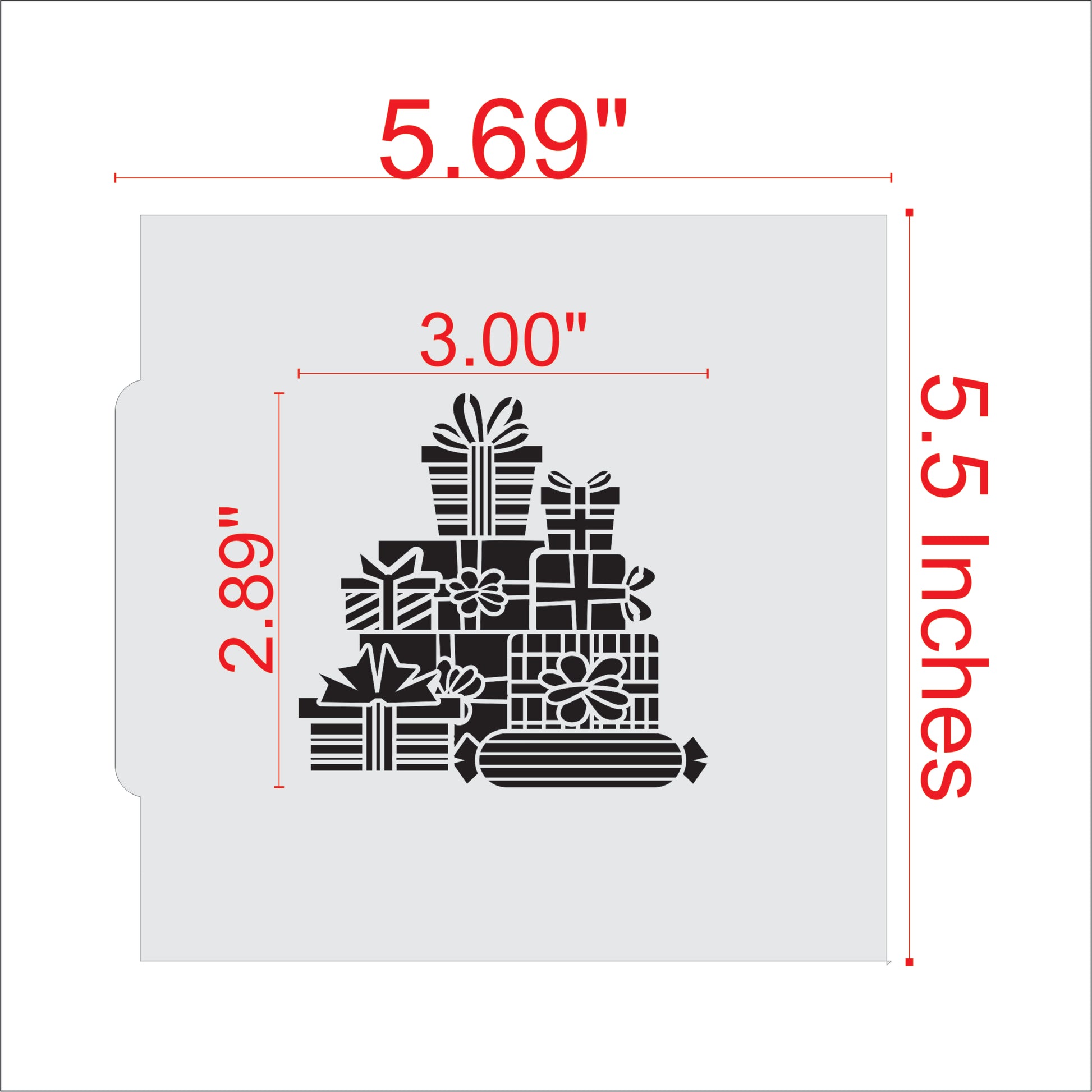 Measurements for the Wrapped Presents Cookie Stencil