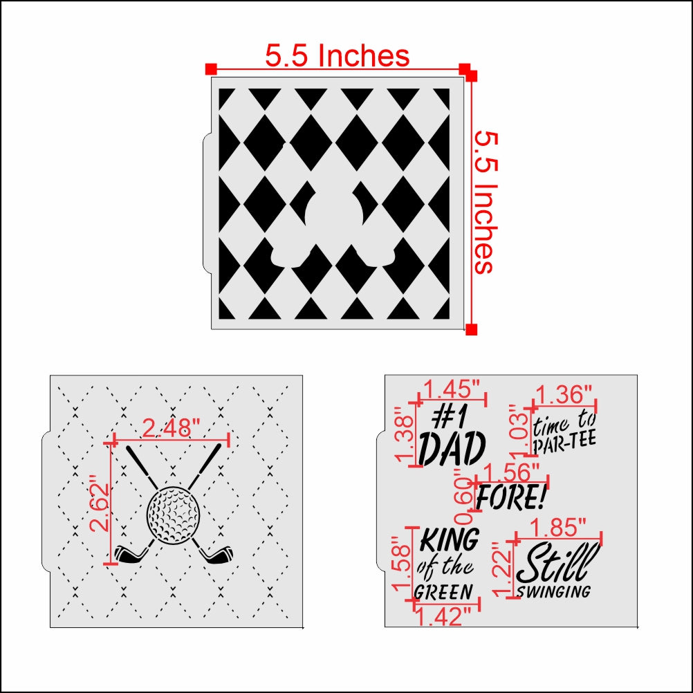 Measurements for the Golfing Cookie Confection Collection