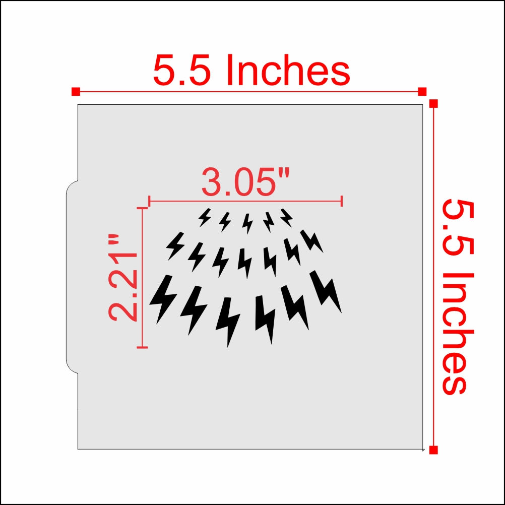 Measurements for the Lightning Sweater Cookie Stencil