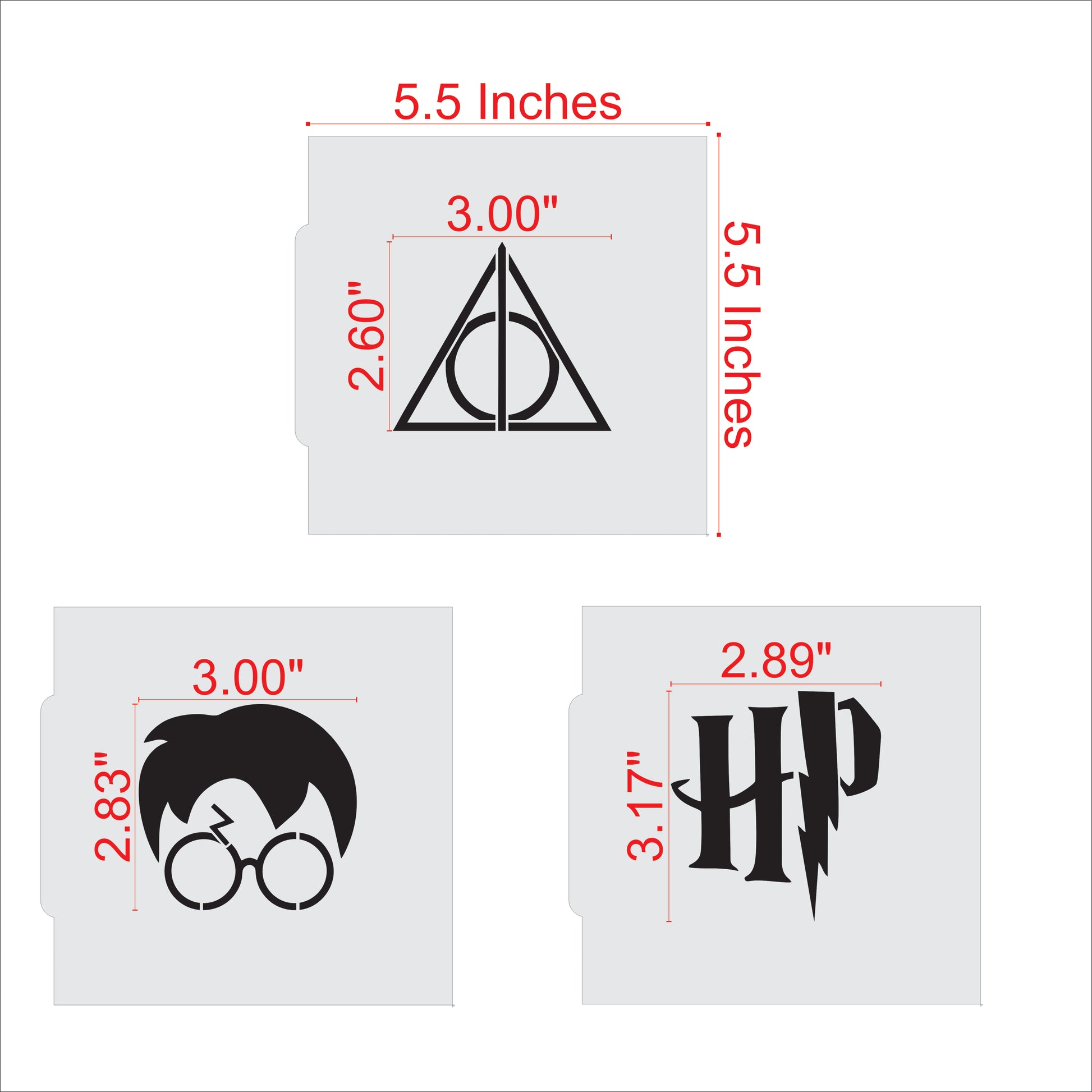 Measurements for the Wizard Cookie Stencil Set
