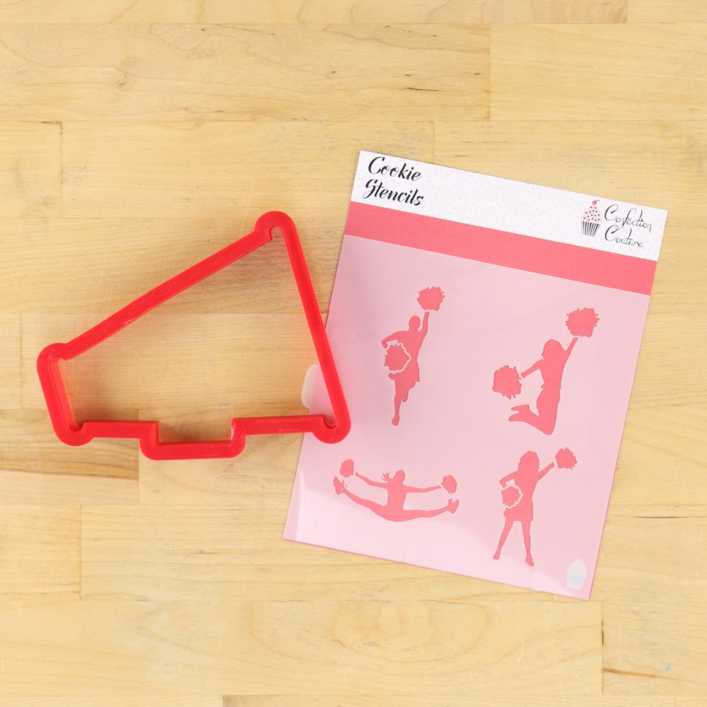 Cheerleading Cookie Stencil With Matching Megaphone cookie cutter