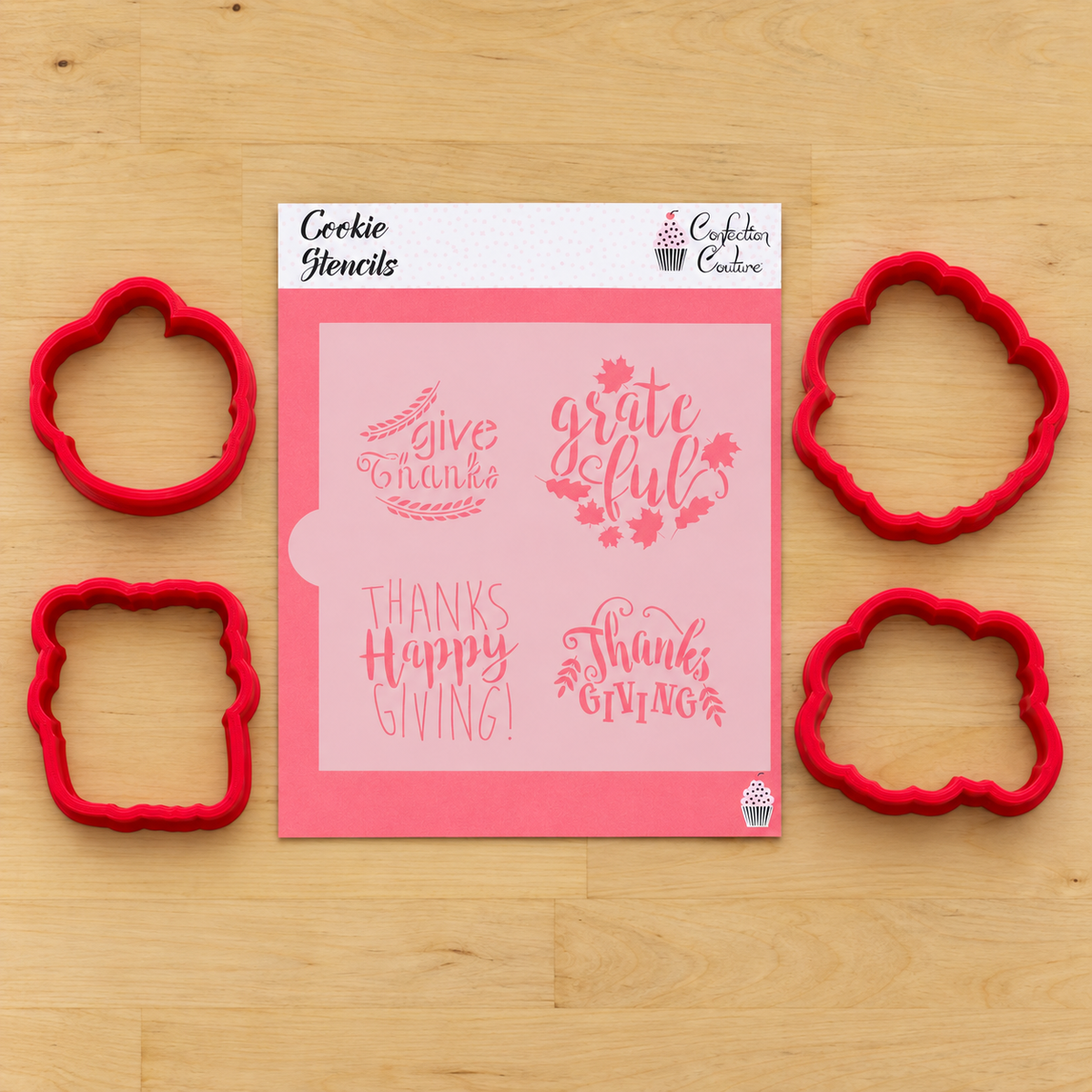 Give Thanks Message Cookie Stencils
