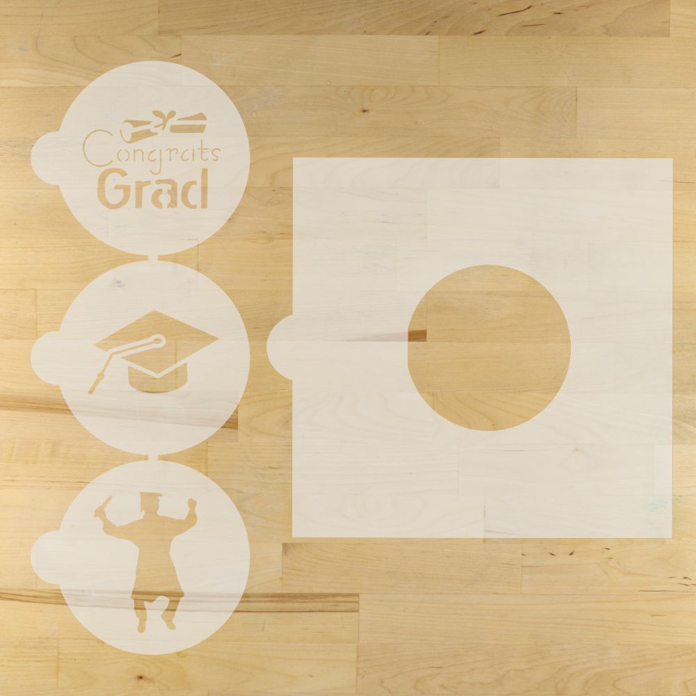 Graduation Round Cookie Stencil 3 Pc Set