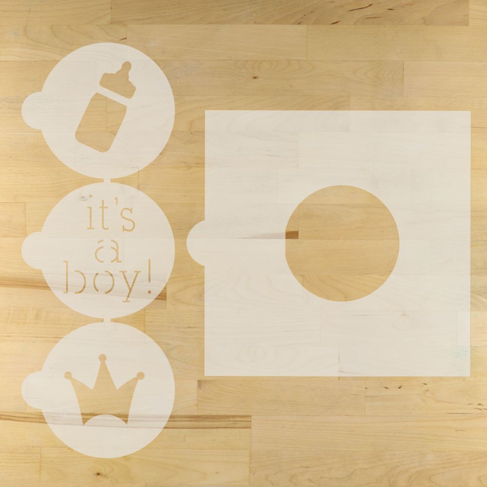It's A Boy Round Cookie Stencil 3 Pc Set