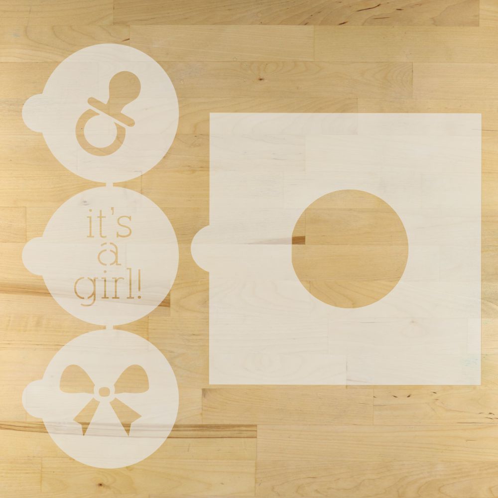 It's A Girl Round Cookie Stencil 3 Pc Set