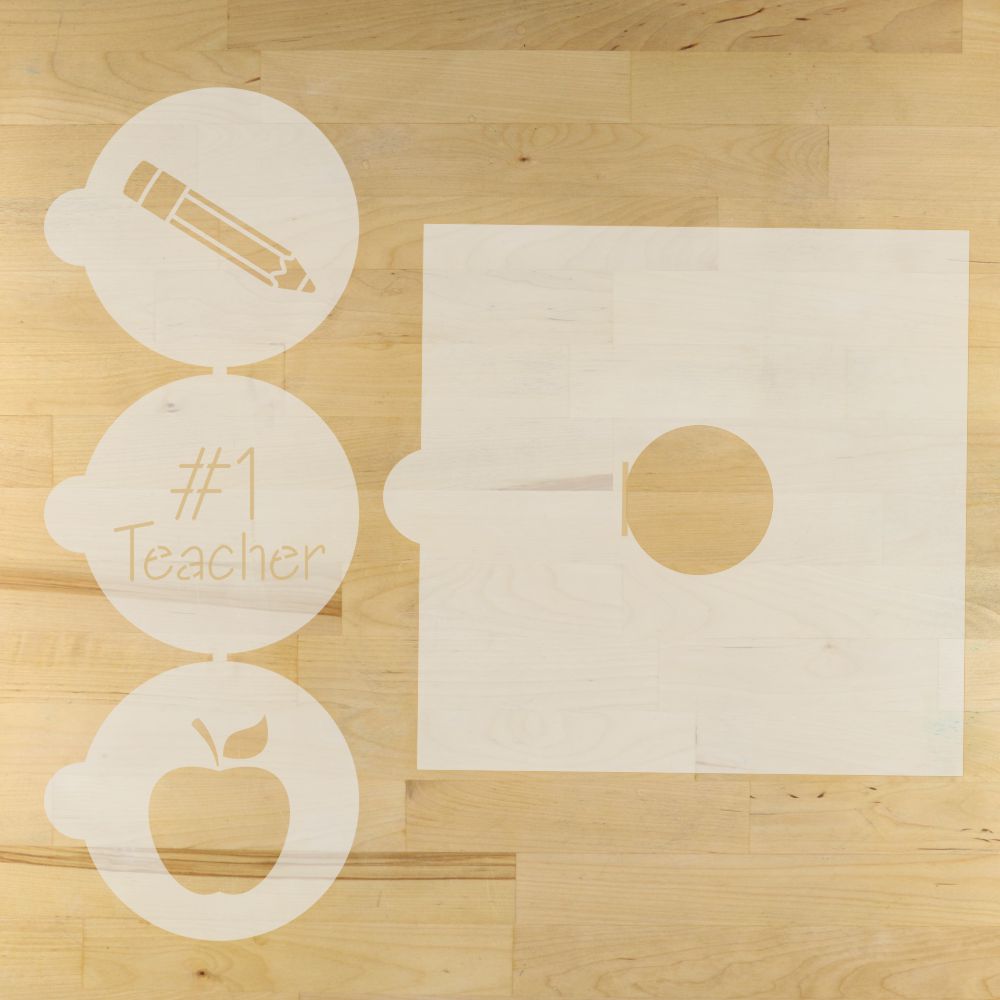 Number 1 Teacher Round Cookie Stencil 3 Pc Set