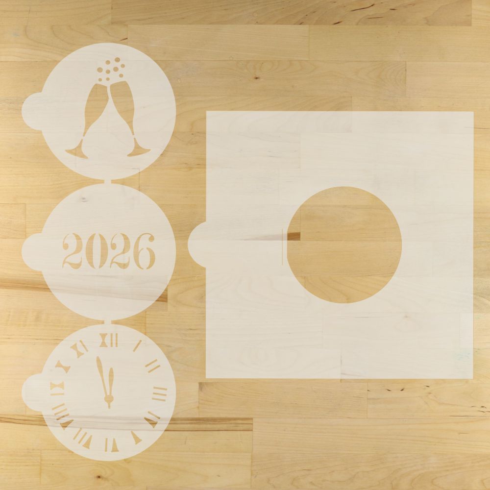 New Year's Eve Round Cookie Stencil 3 Pc Set