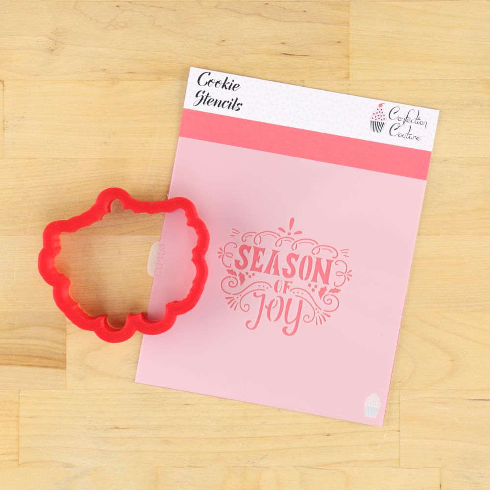 Season of Joy Cookie Stencil For Christmas Cookies with Matching Christmas Cookie Cutter